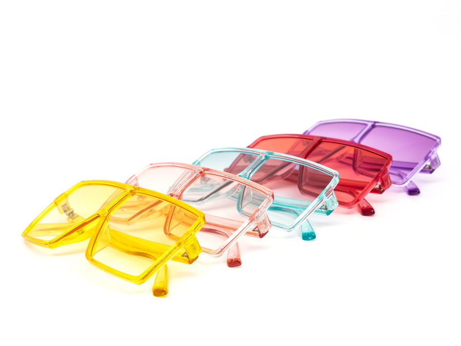 12 Pack: Kids Colorful Square Oversized Wholesale Sunglasses