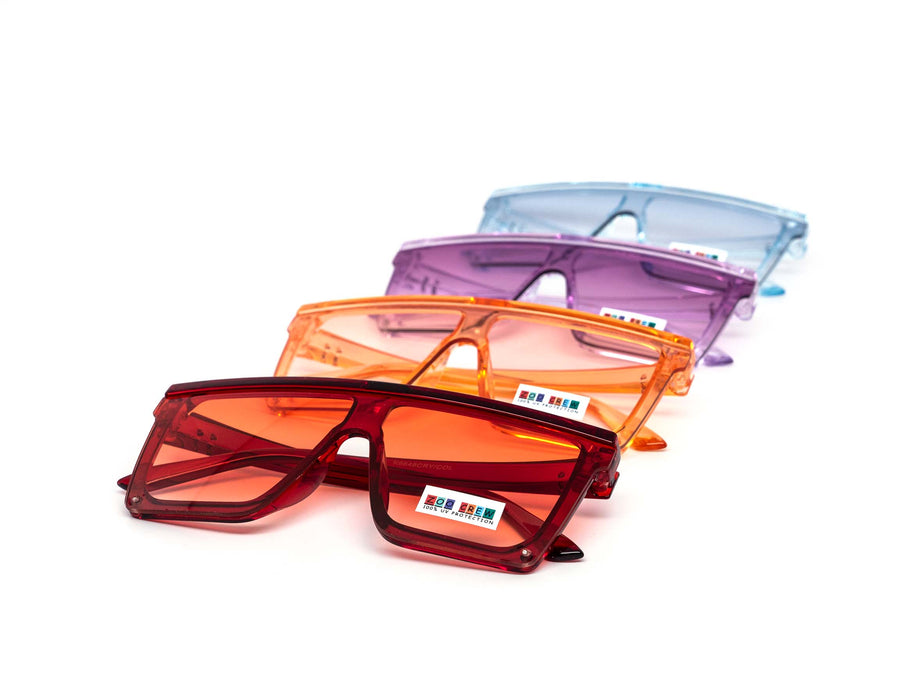 12 Pack: Kids Oversized Crystal Color Shield Wholesale Sunglasses