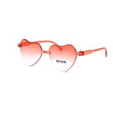 12 Pack: Kids Rimless Color Heart Acetate Wholesale Sunglasses